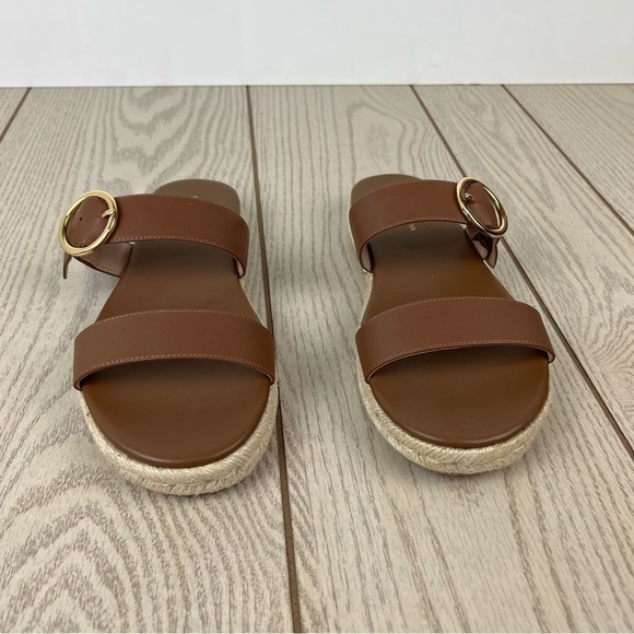 Stuart Weitzman Mykonos Two-Strap Slide Espadrille Sandals 8.5B Camel Tan $295 - Picture 3 of 8